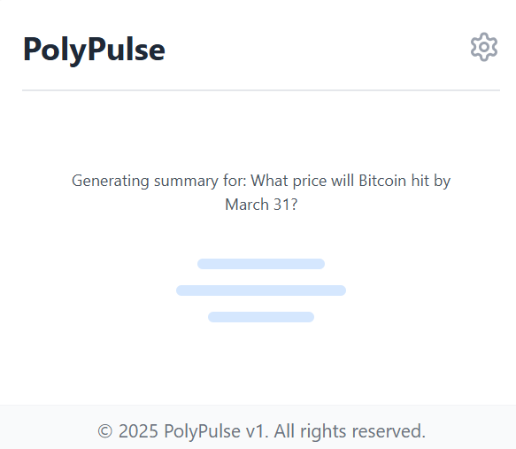 PolyPulse extension showing market insights and AI summary